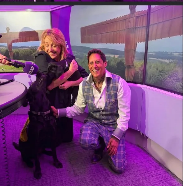 Natasha, Shadow and Akira during a further visit to the BBC Radio Newcastle studio.